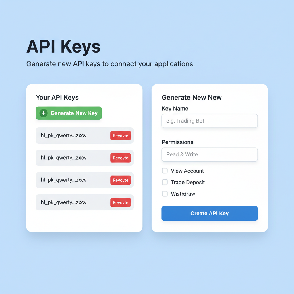 hyperliquid dex dashboard api keys generation screen clean ui