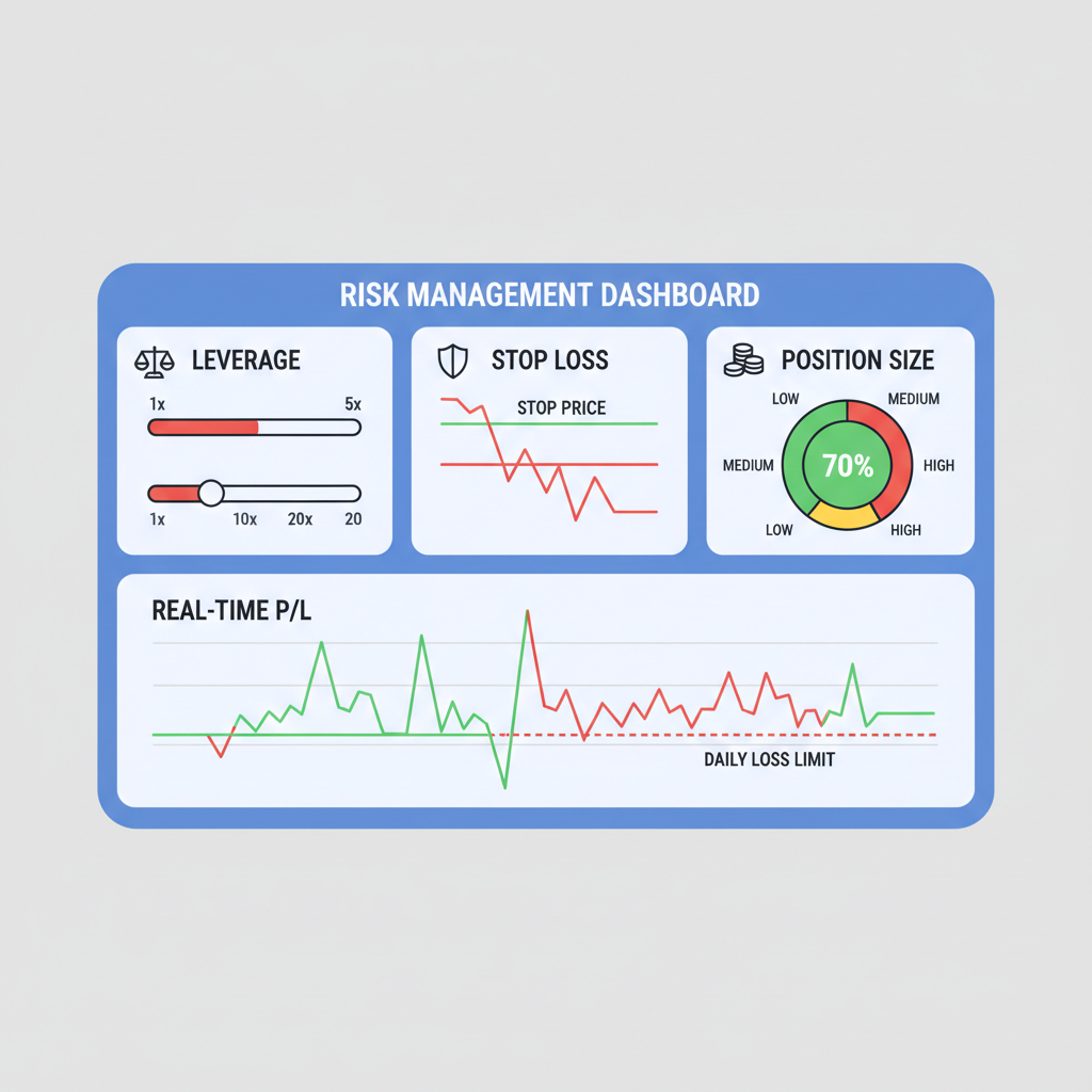 trading risk management dashboard charts leverage stops