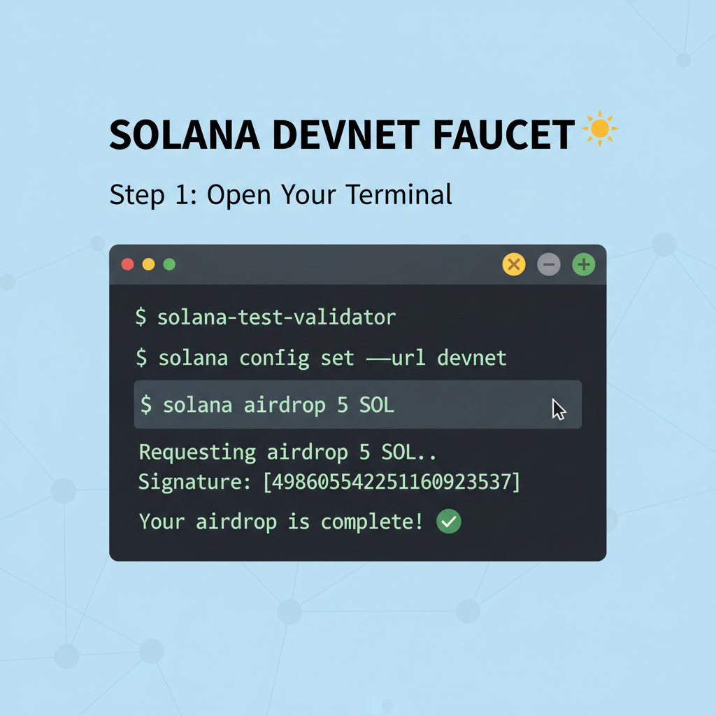 terminal airdrop SOL command Solana devnet faucet interface