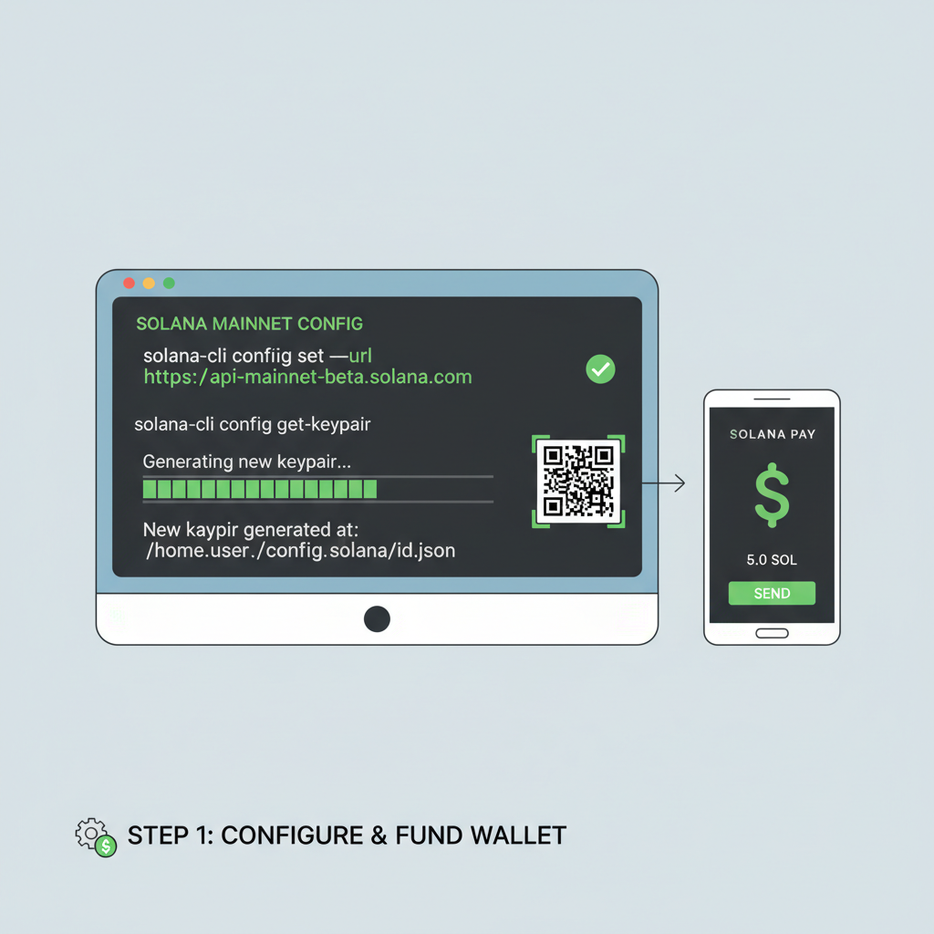 Solana mainnet config terminal wallet funding SOL transfer