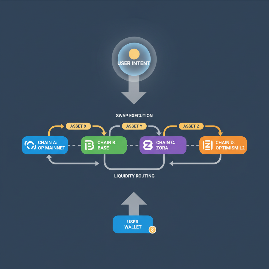 cross-chain swap intent executing across multiple Optimism Superchain L2 networks