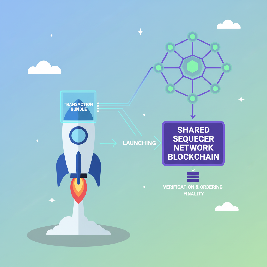 rocket launching transaction bundle into shared sequencer network blockchain