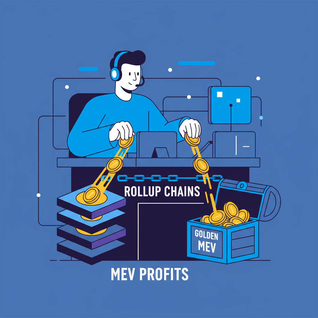 high-frequency trader extracting golden MEV profits from rollup chains