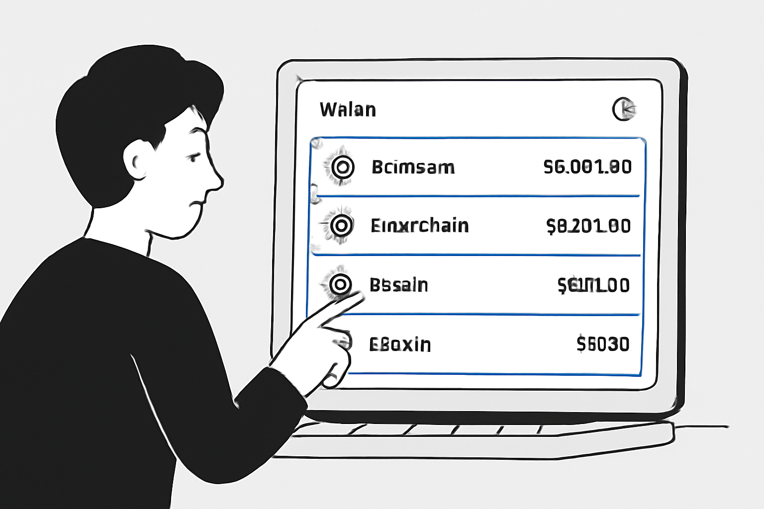 A user viewing a unified wallet dashboard showing balances from Ethereum, BNB Chain, Solana, and Bitcoin in a single interface, technical and modern style