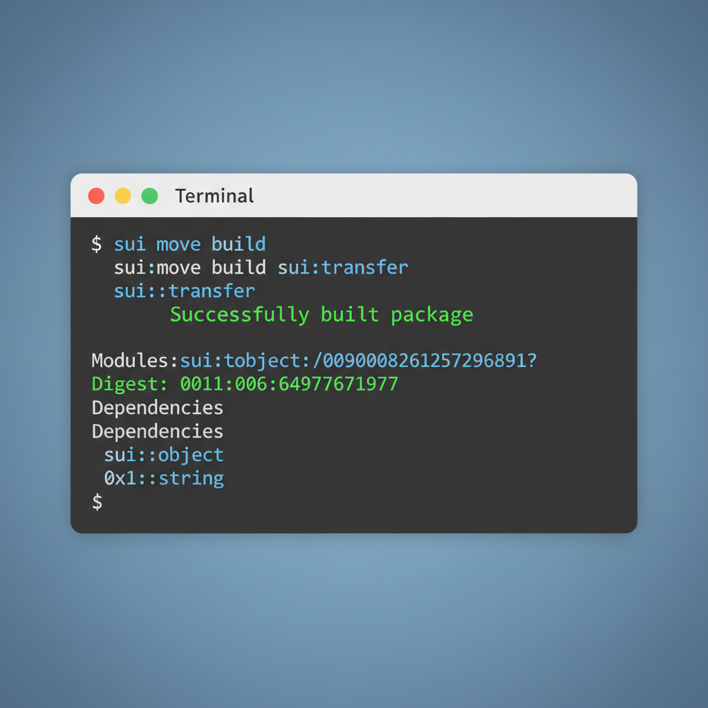 terminal showing successful sui move build output