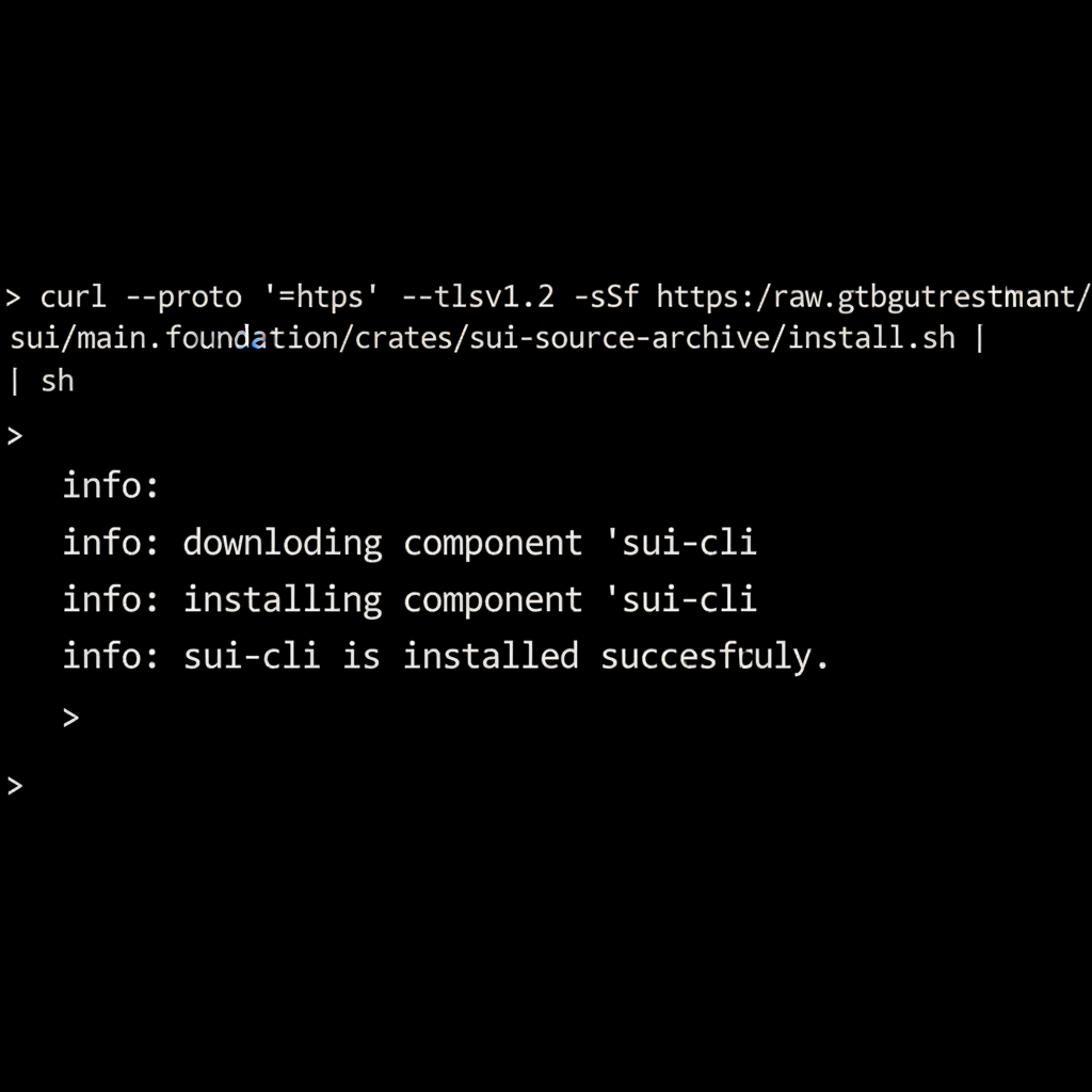 terminal command line installing Sui CLI on black background