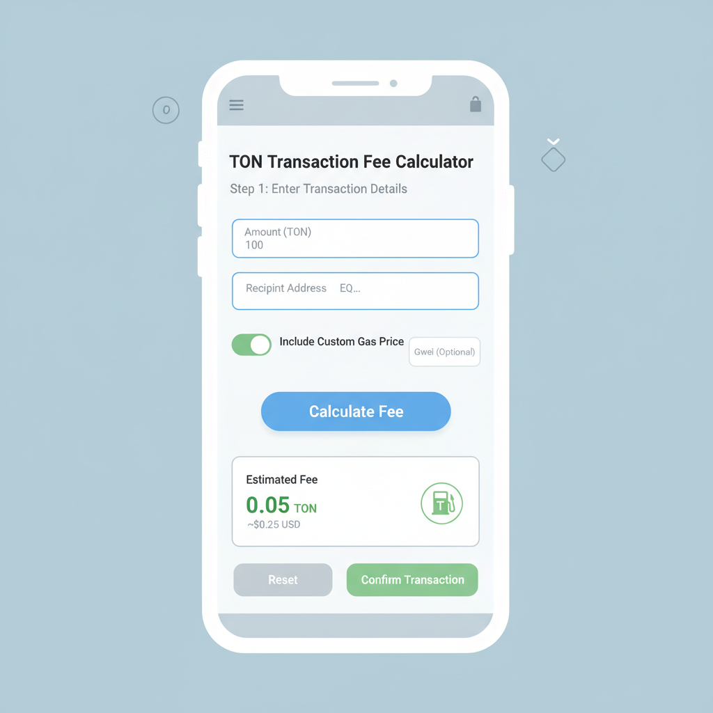 Blockchain gas fee calculator TON transaction mobile