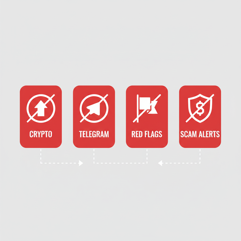 Warning signs scam alerts crypto Telegram red flags icons
