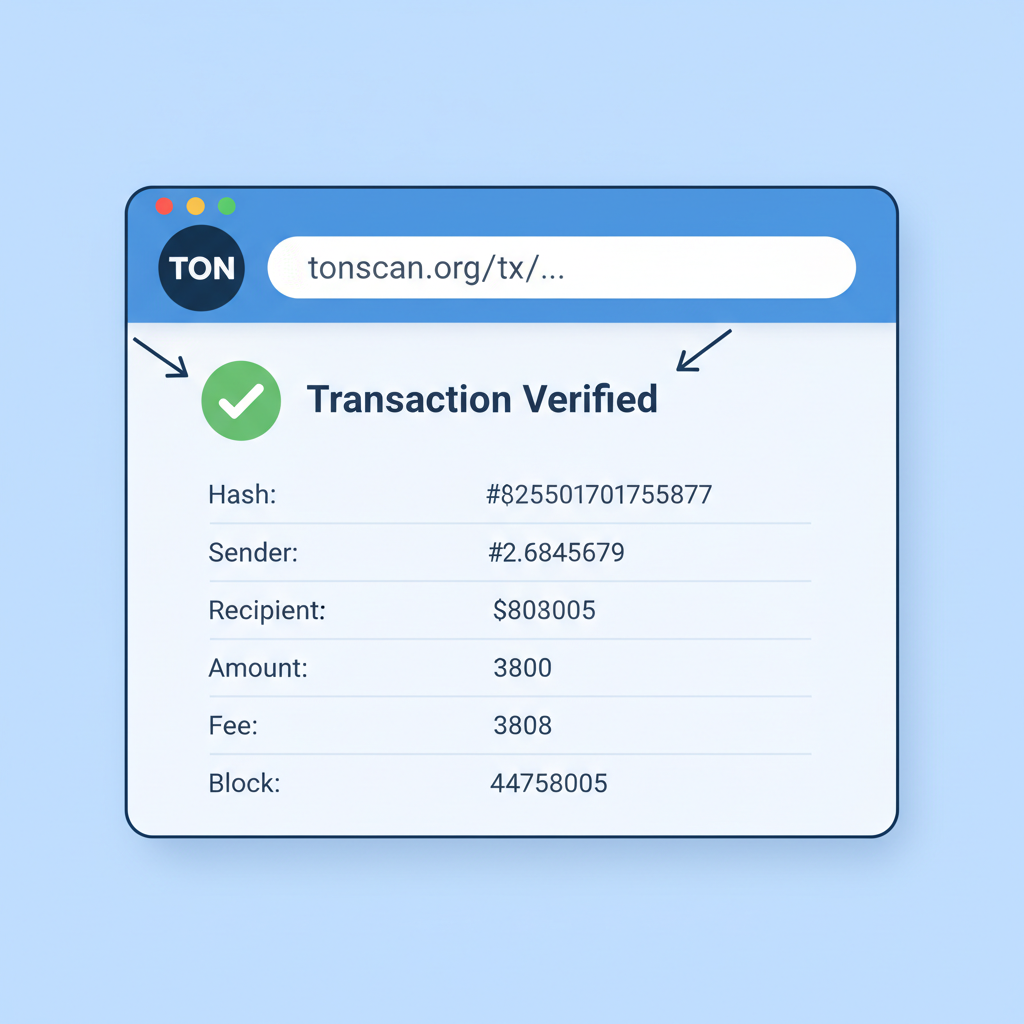 TON blockchain explorer transaction details verified