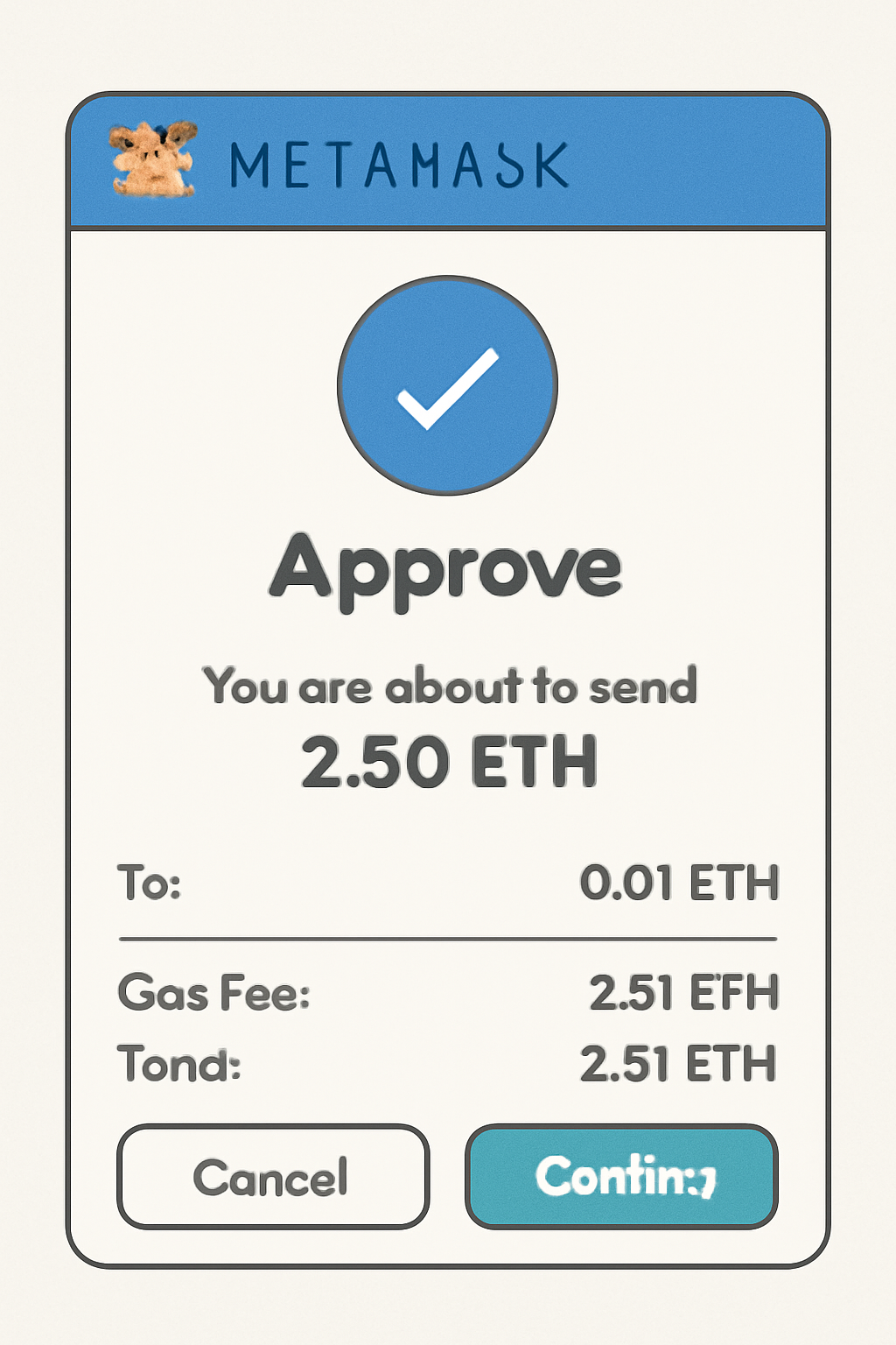 MetaMask confirmation window showing ETH transaction approval with gas fee details, digital art