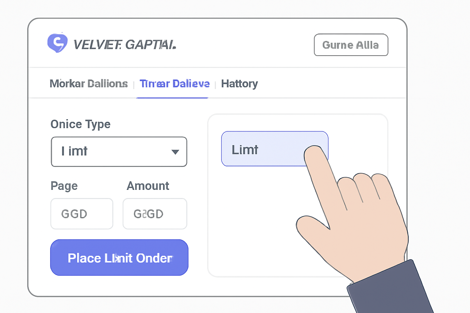 Velvet Capital trading dashboard, Limit Orders tab open, intuitive UI with order types, Base chain indicator