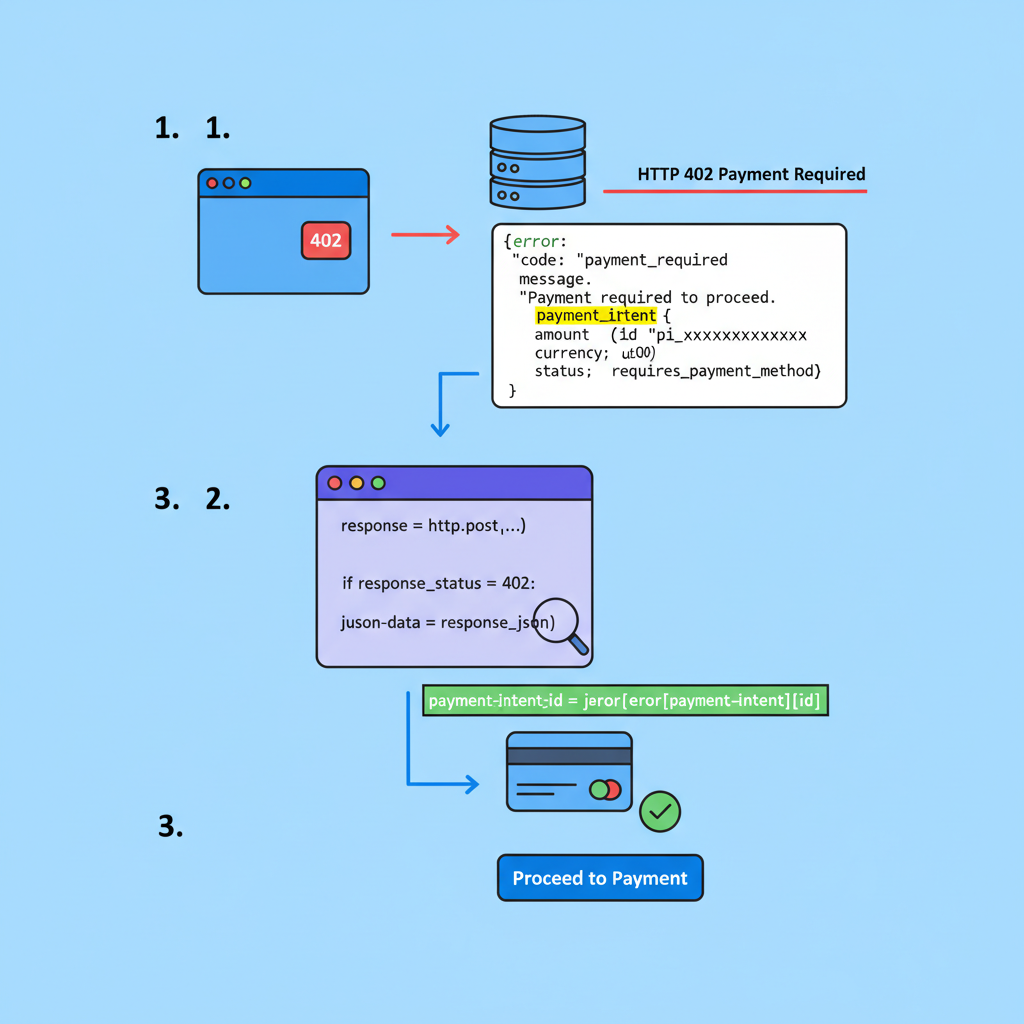 JSON parsing HTTP 402 response headers, code snippet highlight Payment-Intent