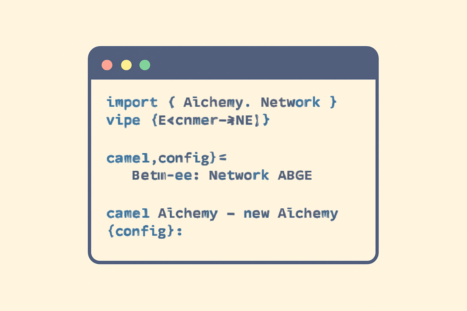 code editor initializing alchemy sdk base network config