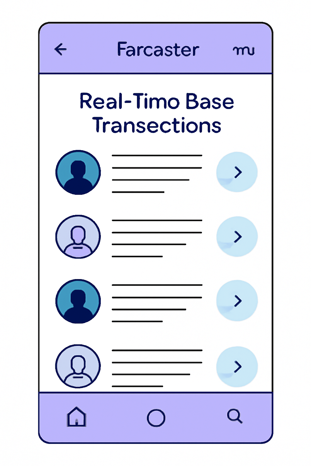 farcaster mini app UI displaying real-time base transactions social feed