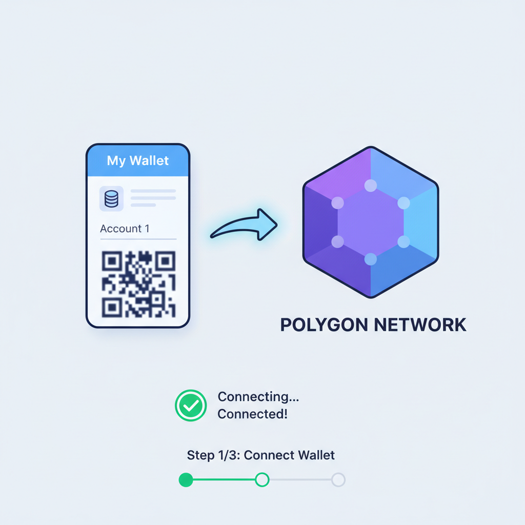 wallet connecting to polygon network interface, clean UI screenshot style