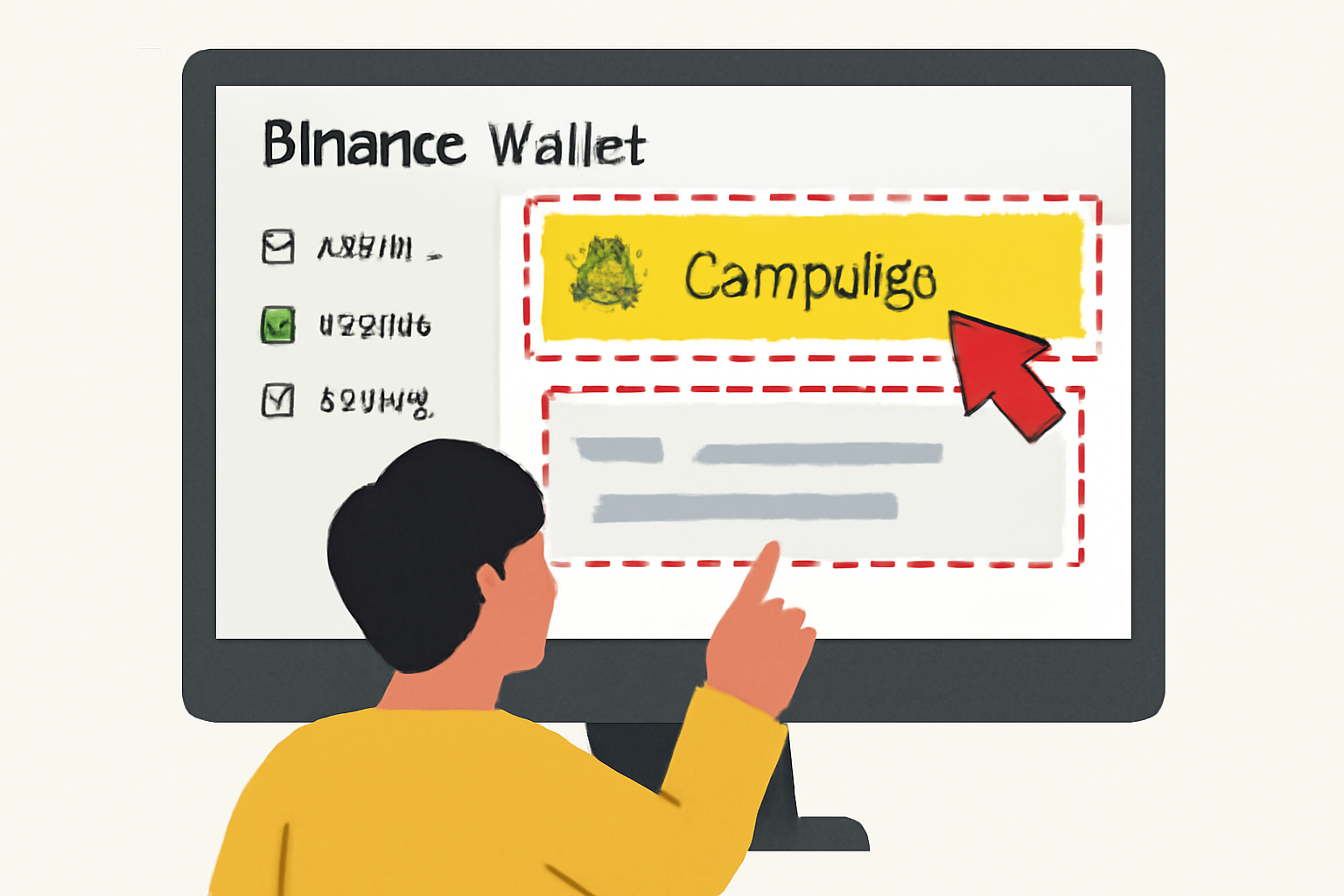 A user navigating the Binance Wallet interface, highlighting the campaign banner and event page entry.