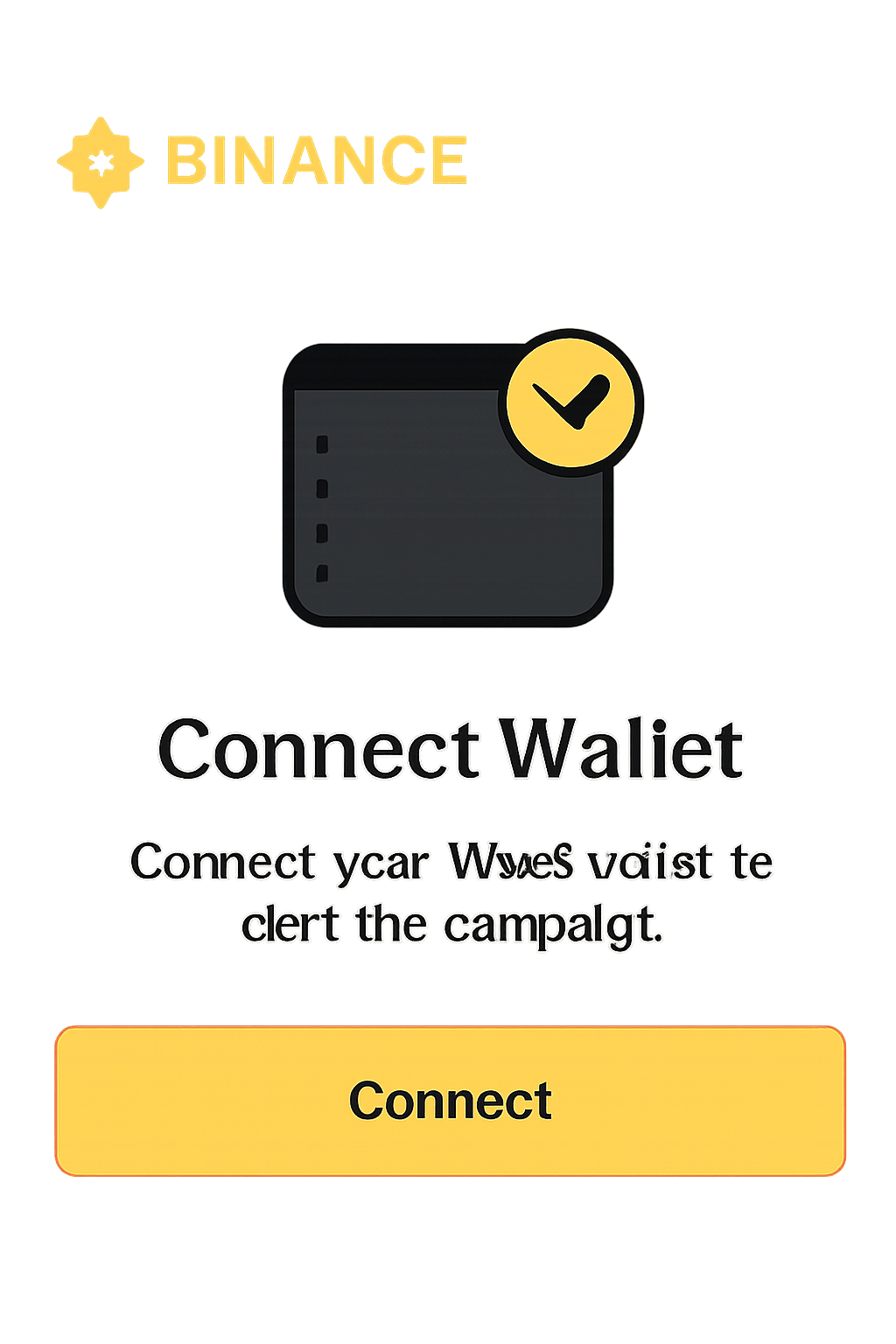 A Web3 wallet connection prompt on the Binance campaign page, with a highlighted 'Connect' button.