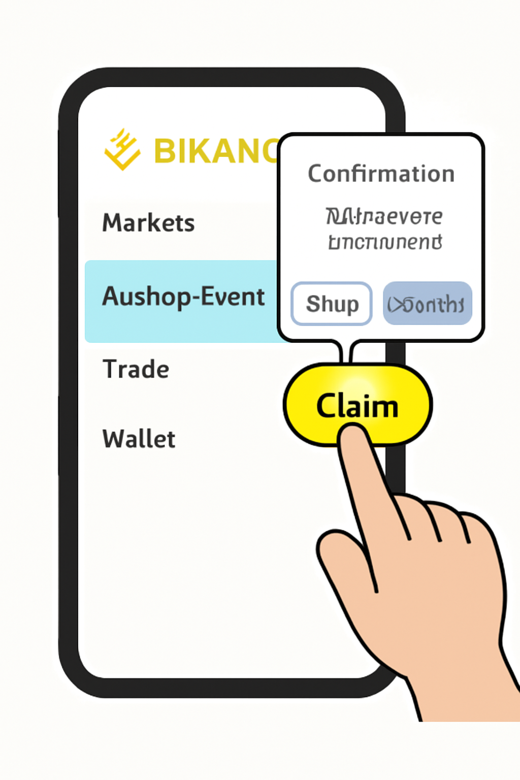 A user tapping the 'Claim' button on a highlighted airdrop event in the Binance app, with a confirmation popup and points deduction visible.