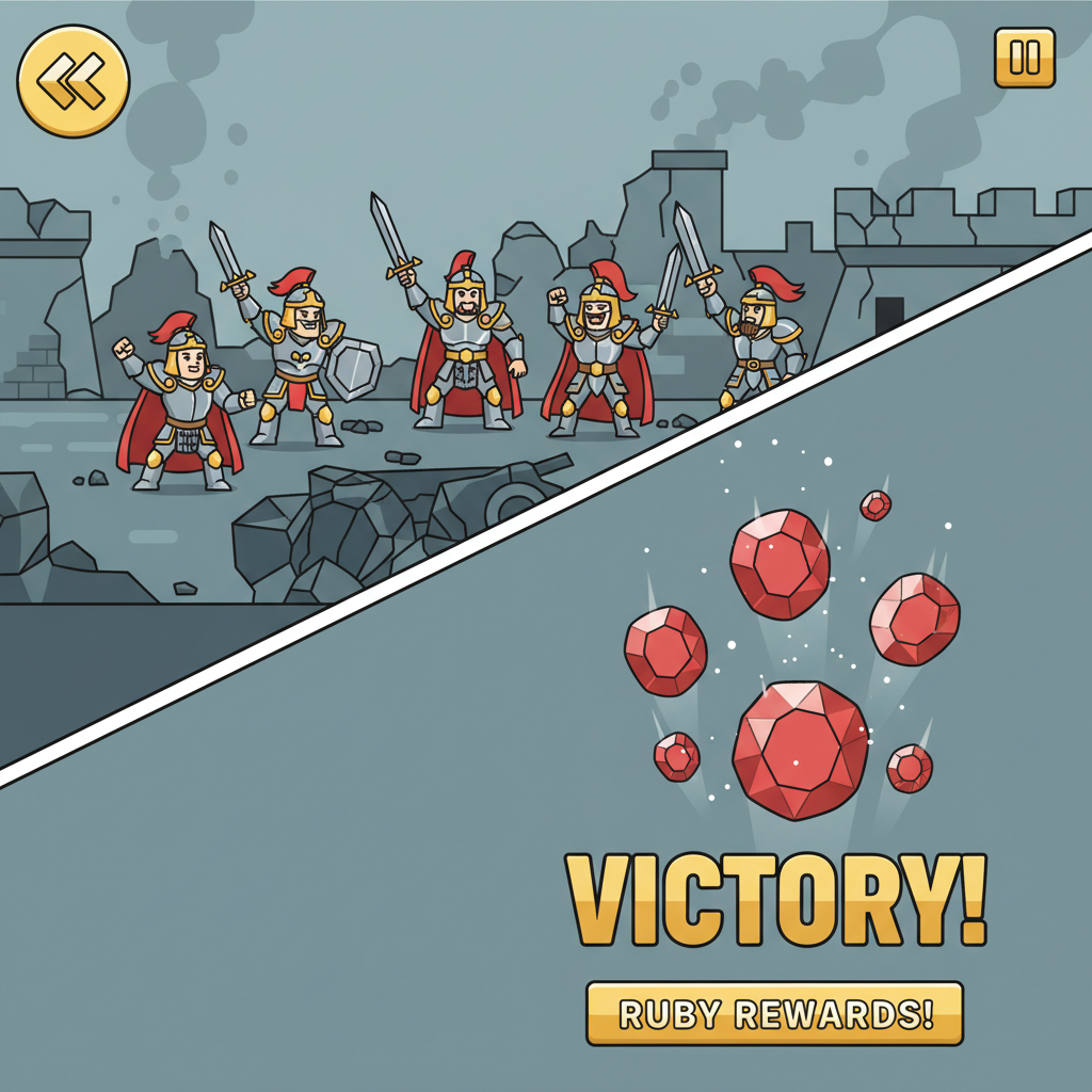 victorious base raid with ruby rewards popping up in strategy game