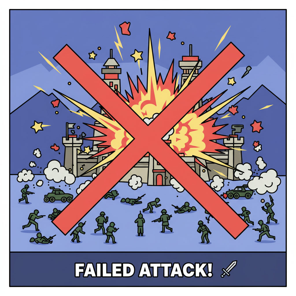 failed army attack on fortified base exploding in Heroes of Mavia