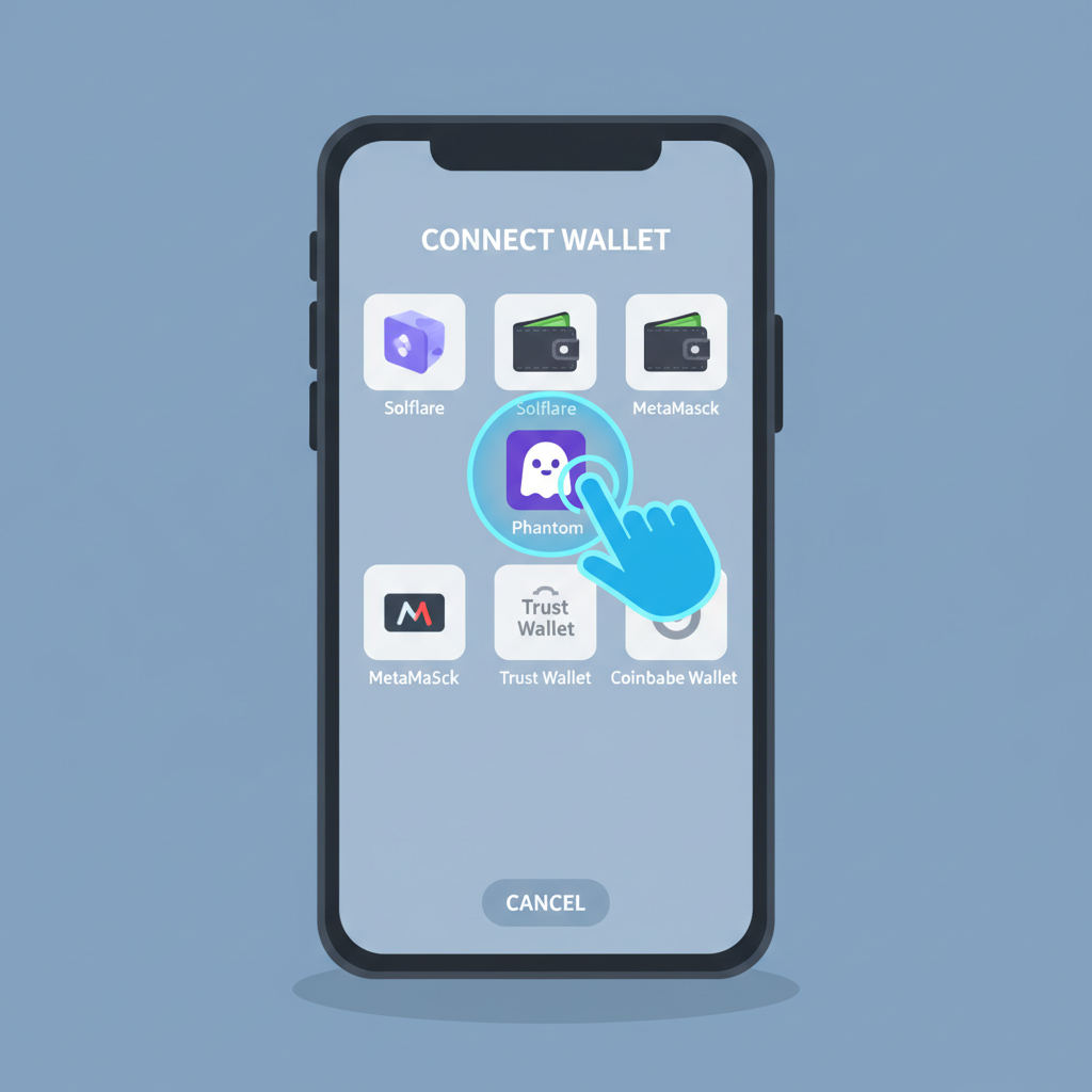 Jupiter Exchange connect wallet popup selecting Phantom on mobile screen