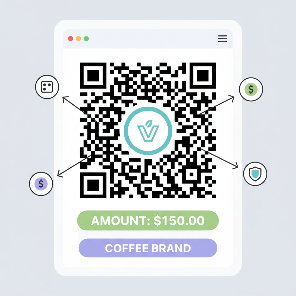 customizing QR code with vendor logo amount and branding on screen