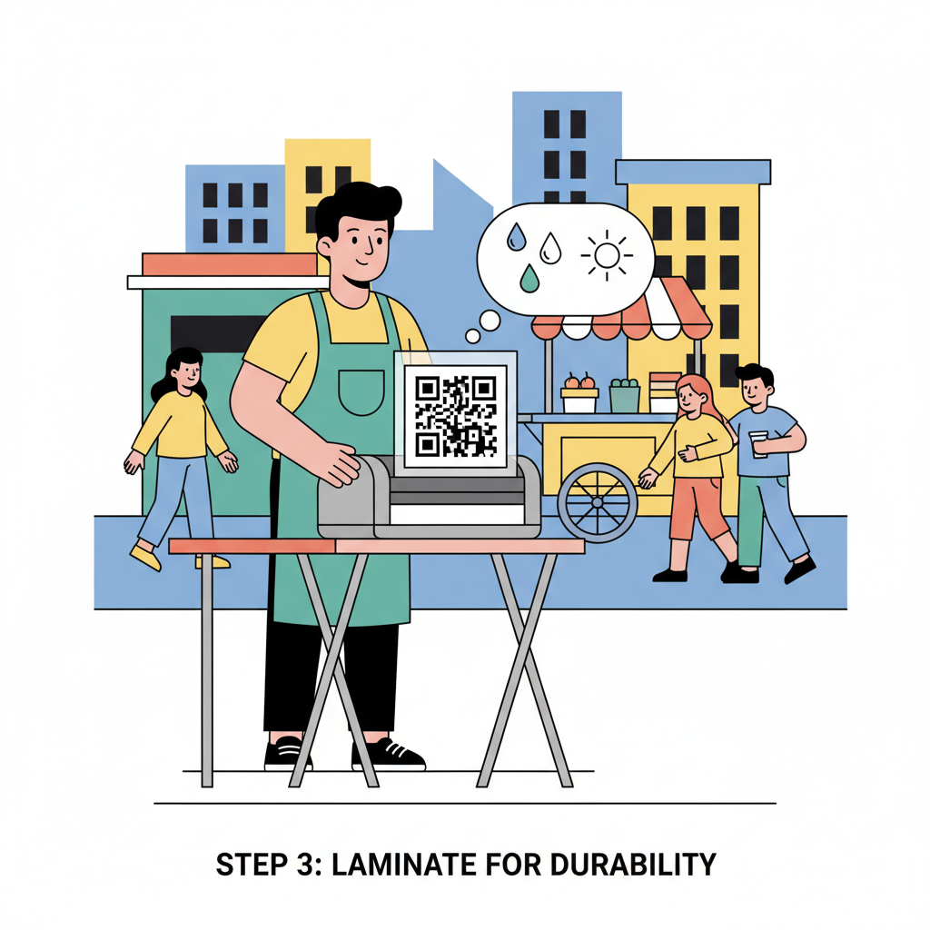street vendor printing large laminated QR code sign weatherproof