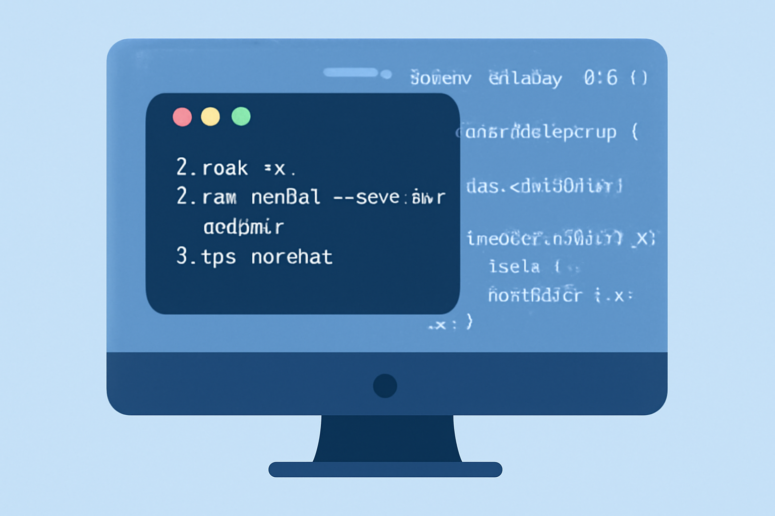 A developer's computer screen displaying a terminal with Node.js and Hardhat installation commands, with Solidity code in the background