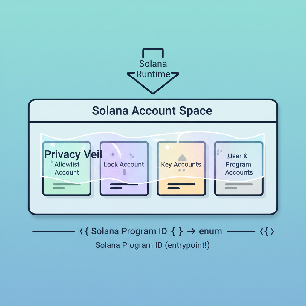 Solana smart contract code for allowlist, locks and keys with privacy veils