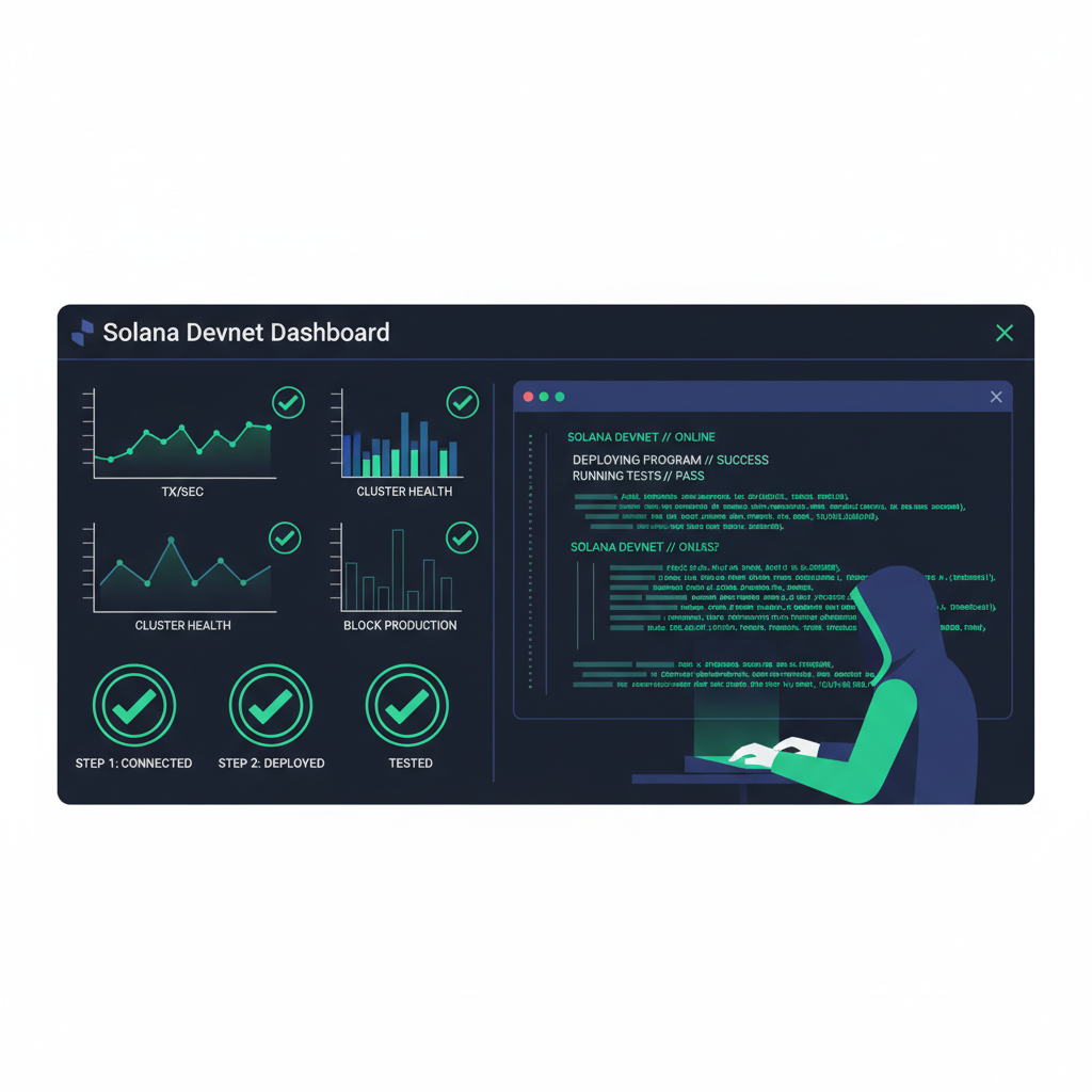 Testing Solana devnet dashboard, charts and success ticks, hacker mode