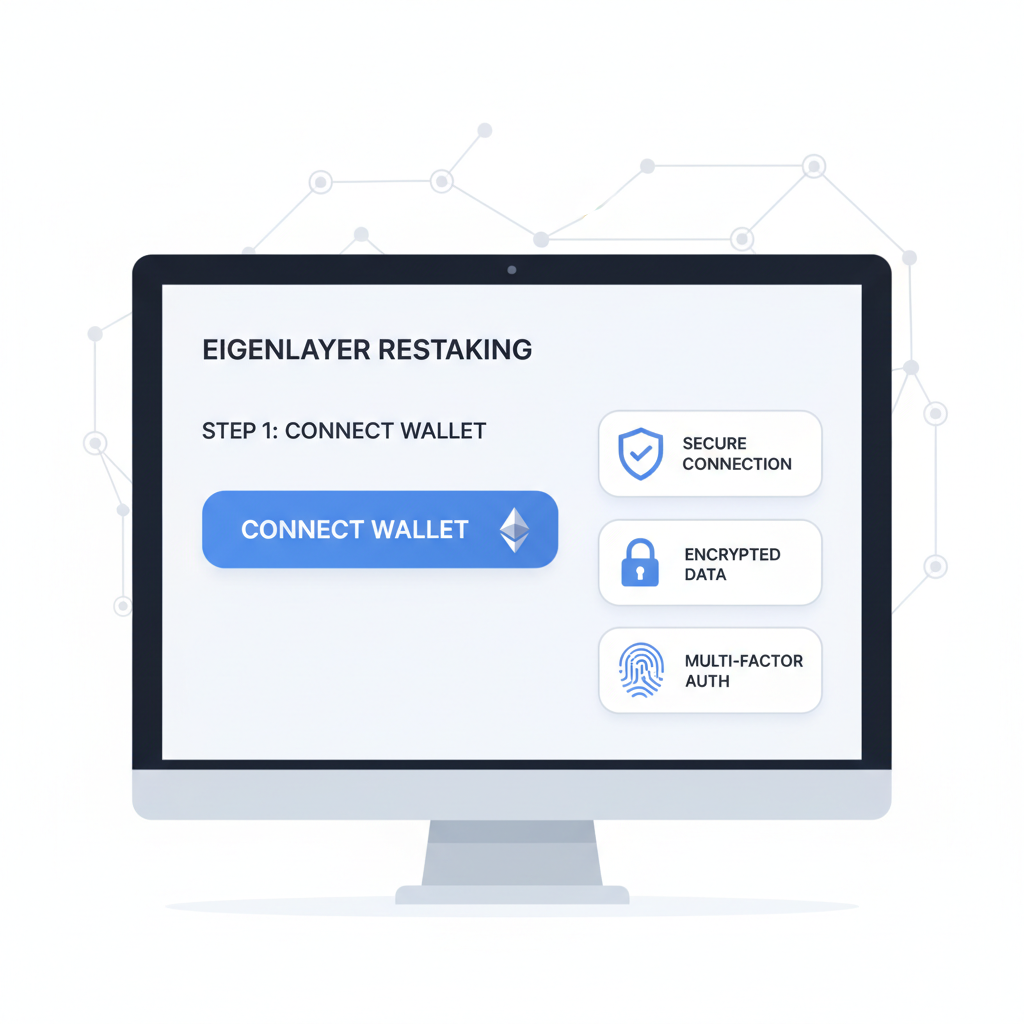 wallet interface restaking ETH on EigenLayer dashboard with security icons