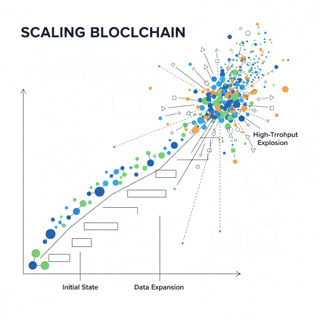 scaling graph with data blobs exploding in high-throughput blockchain network