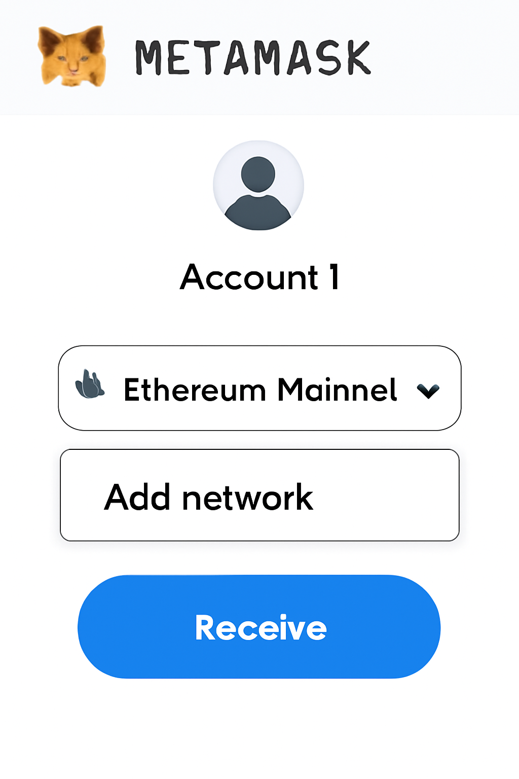 MetaMask interface with network selector dropdown open, highlighting 'Add network' option