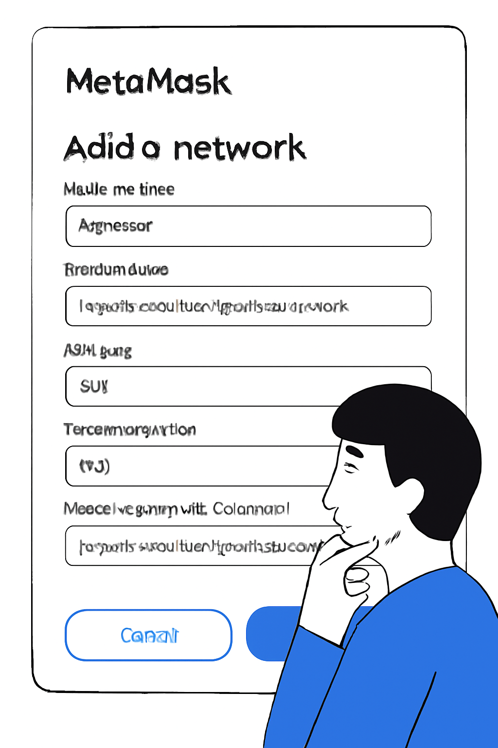 MetaMask 'Add network' form filled out with Injective mainnet details, user reviewing entries before saving
