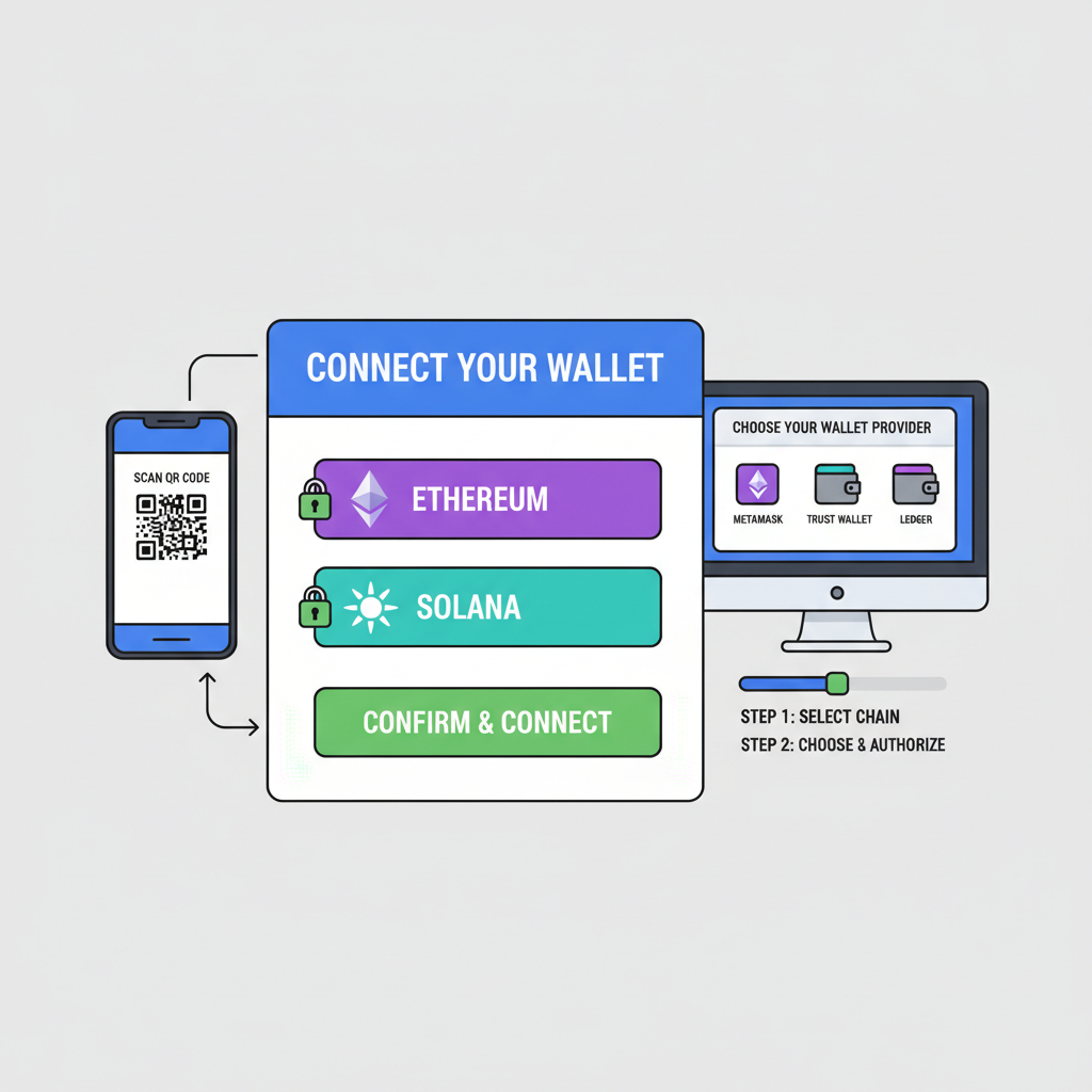 secure crypto wallet connection dashboard Ethereum Solana chains
