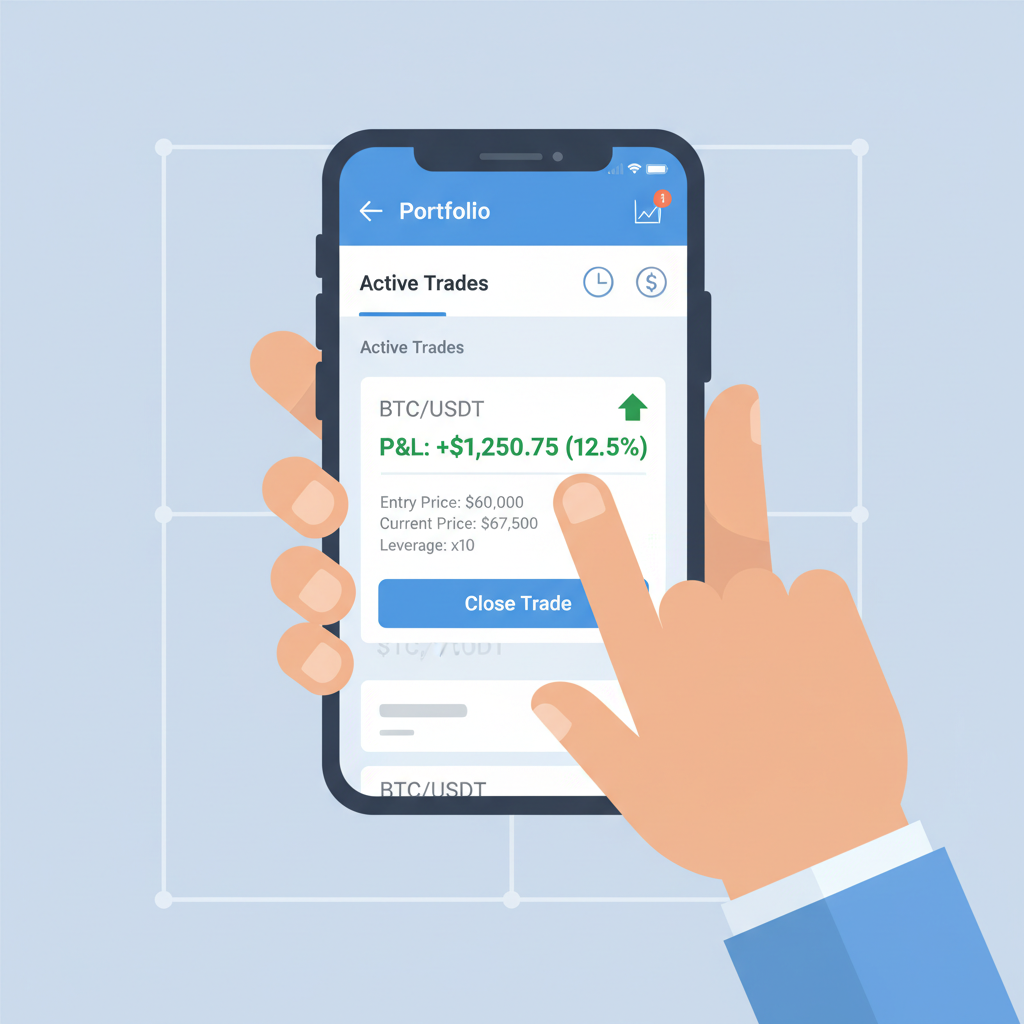 Telegram bot portfolio view showing active prediction trade with P&L