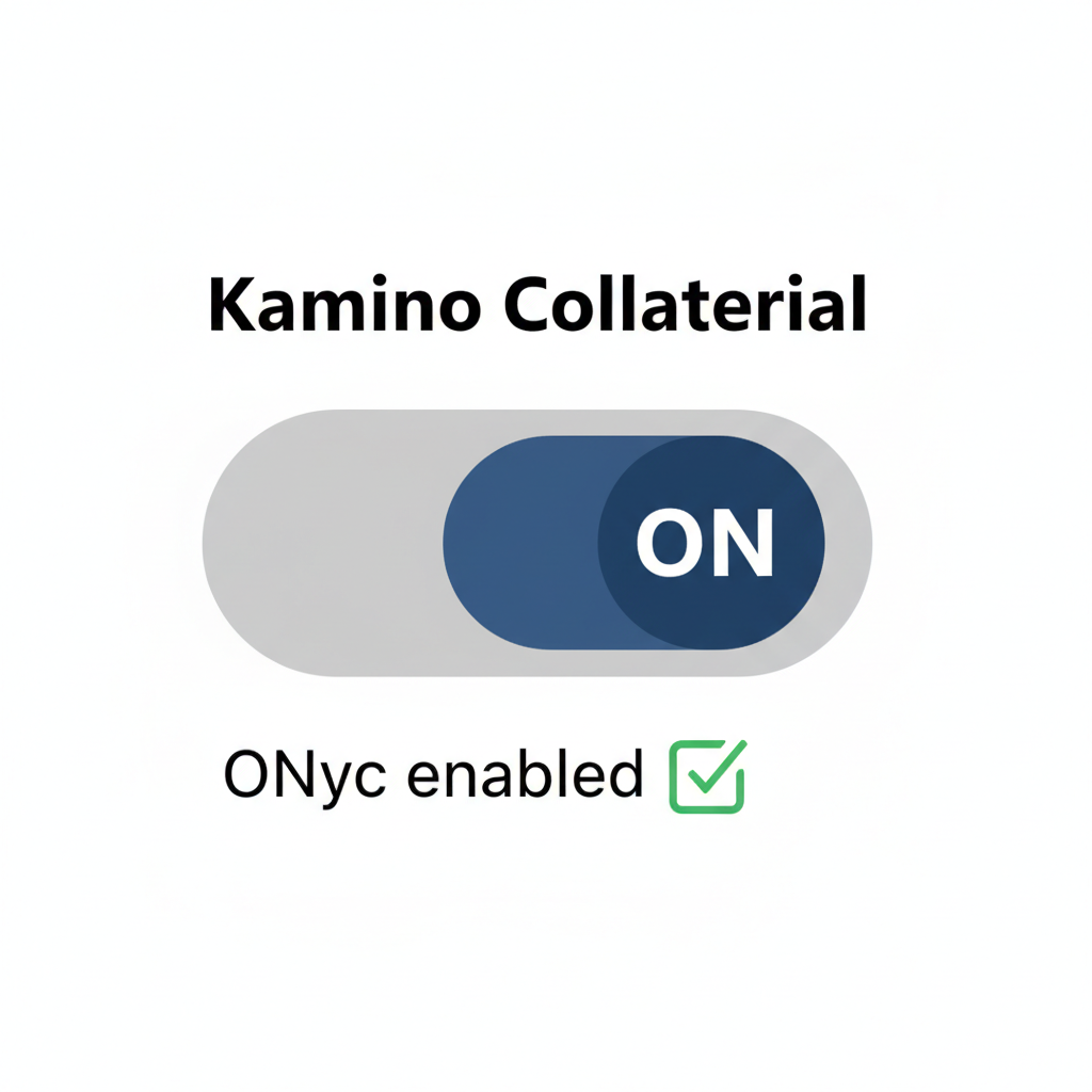Kamino collateral toggle switch ONyc enabled green check
