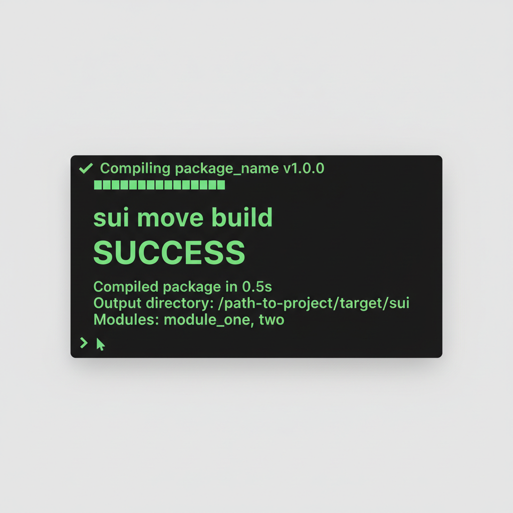 terminal sui move build success green output, compiled package