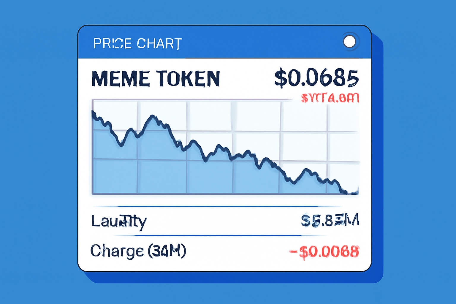 a detailed price chart for a meme token on a trading platform, showing real-time price, liquidity, and recent changes, Base network theme
