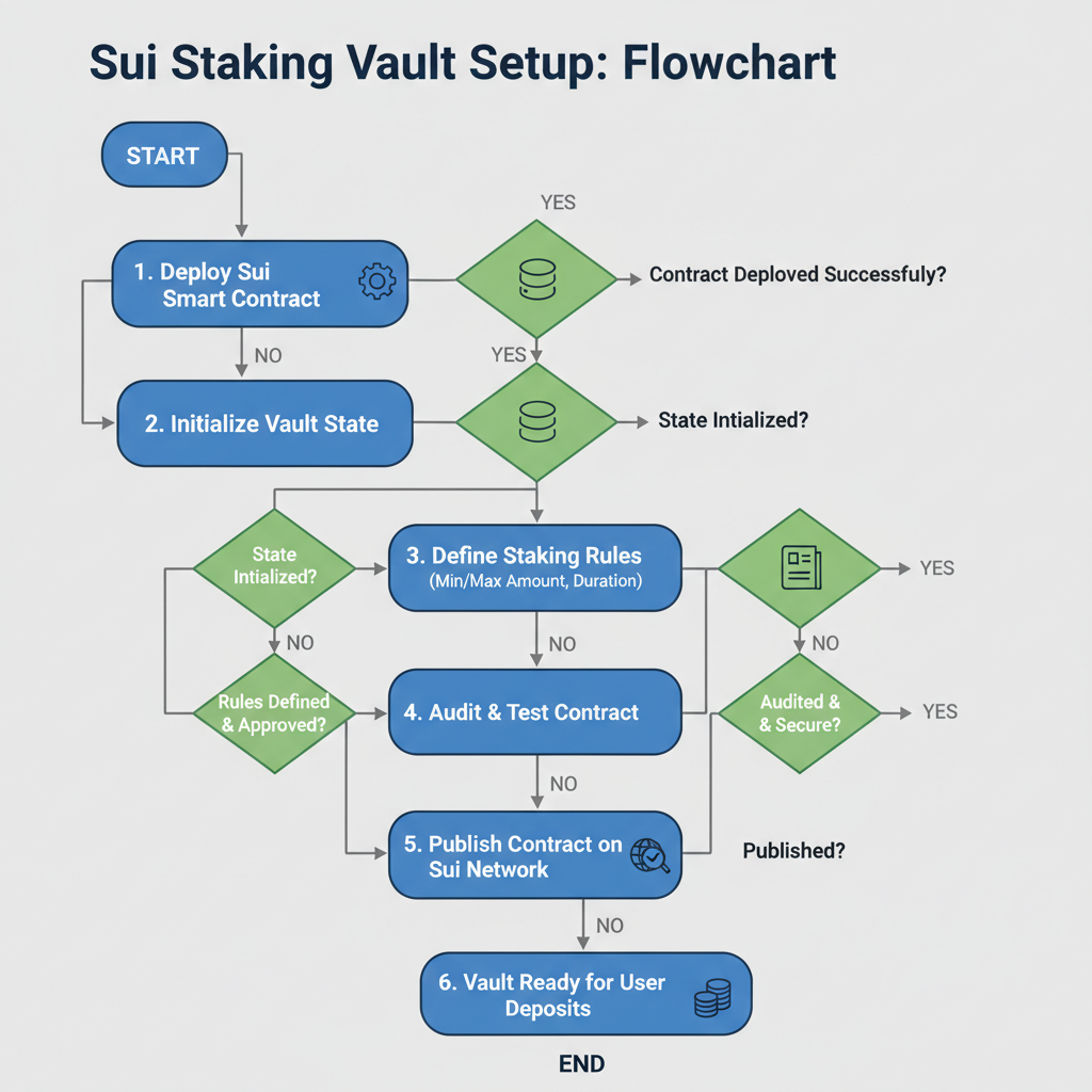 Initializing Sui staking vault smart contract, flowchart of setup process
