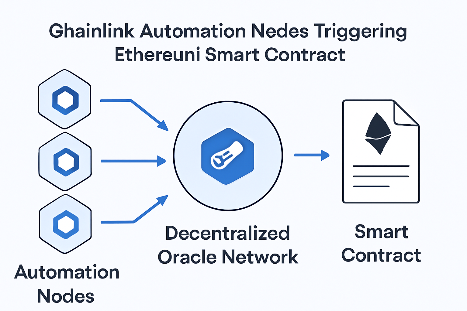 chainlink automation nodes triggering ethereum smart contract, decentralized oracle network