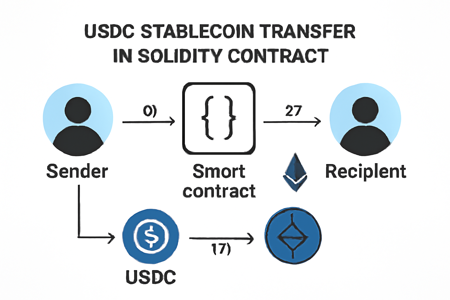 usdc stablecoin transfer in solidity contract, ethereum transaction flow diagram