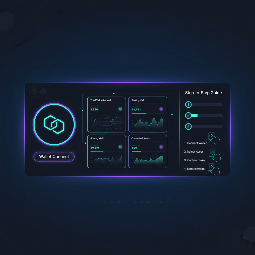 sleek EigenLayer dashboard with wallet connect button, glowing interfaces, dark mode blockchain UI