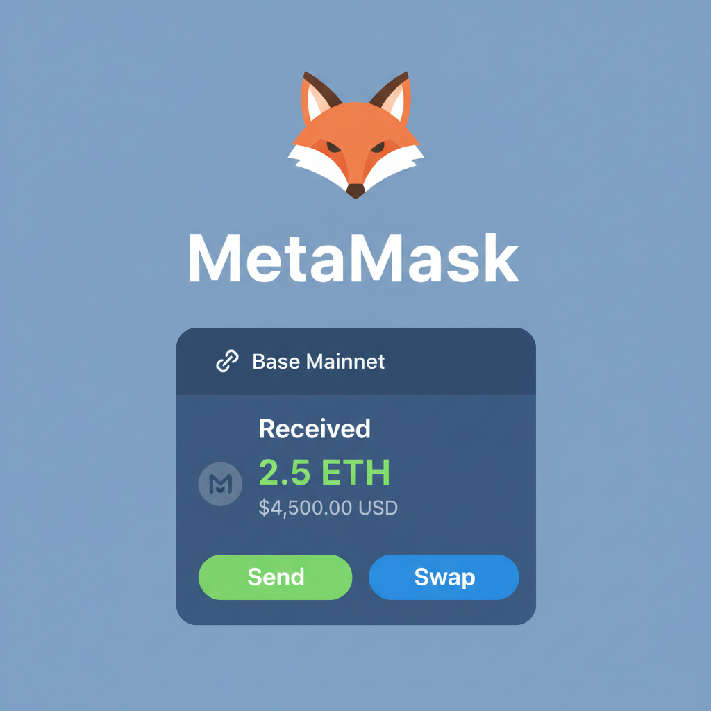MetaMask switched to Base chain showing received ETH balance