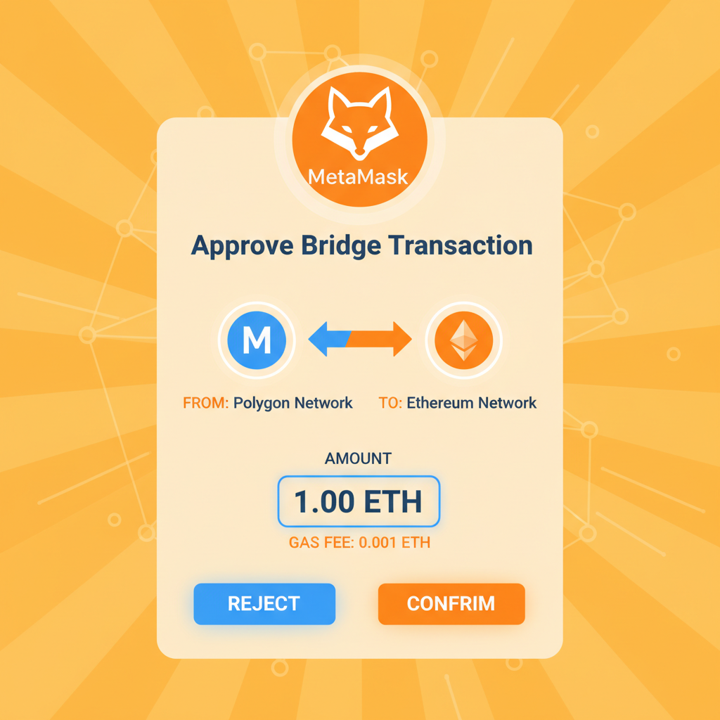 MetaMask transaction confirmation screen for bridge, high-energy approval interface
