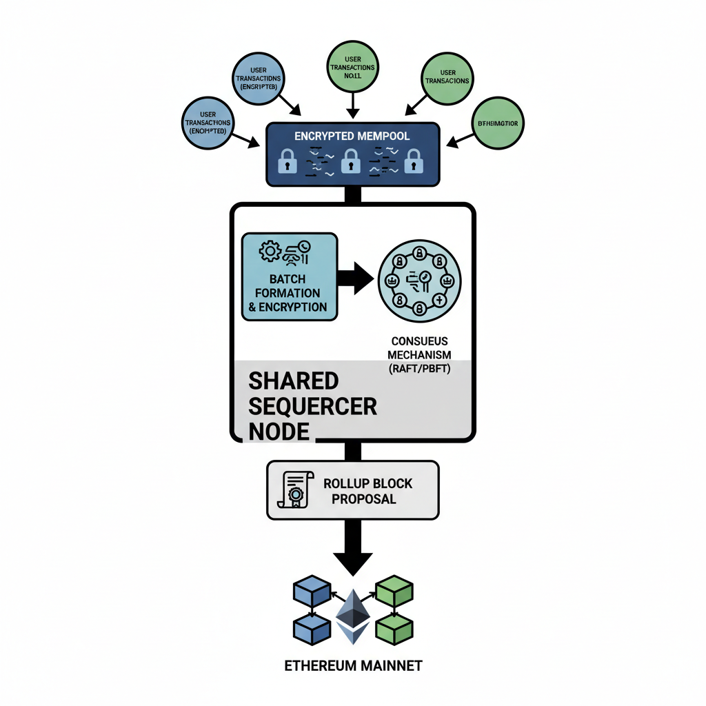 diagram of ethereum shared sequencer node with encrypted mempool