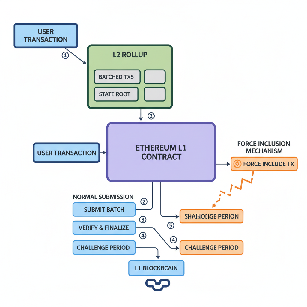 ethereum L1 contract with force inclusion mechanism diagram