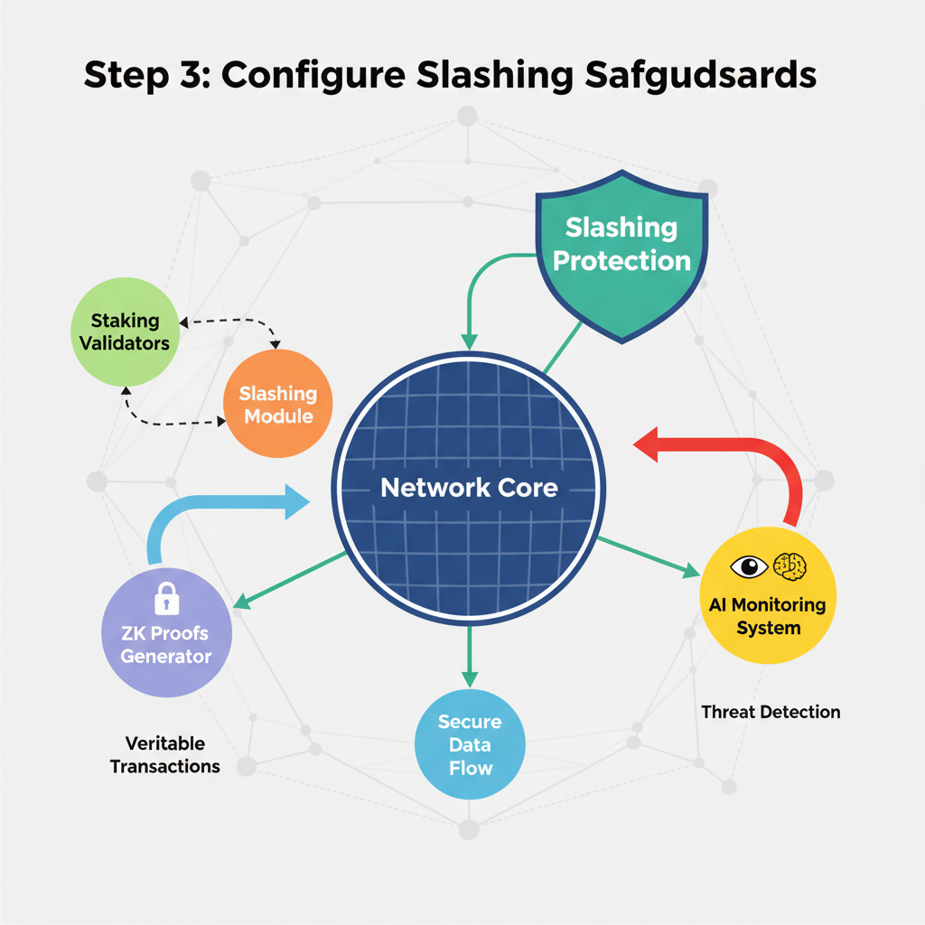 configuring slashing protection with ZK proofs and AI monitors, secure network graph