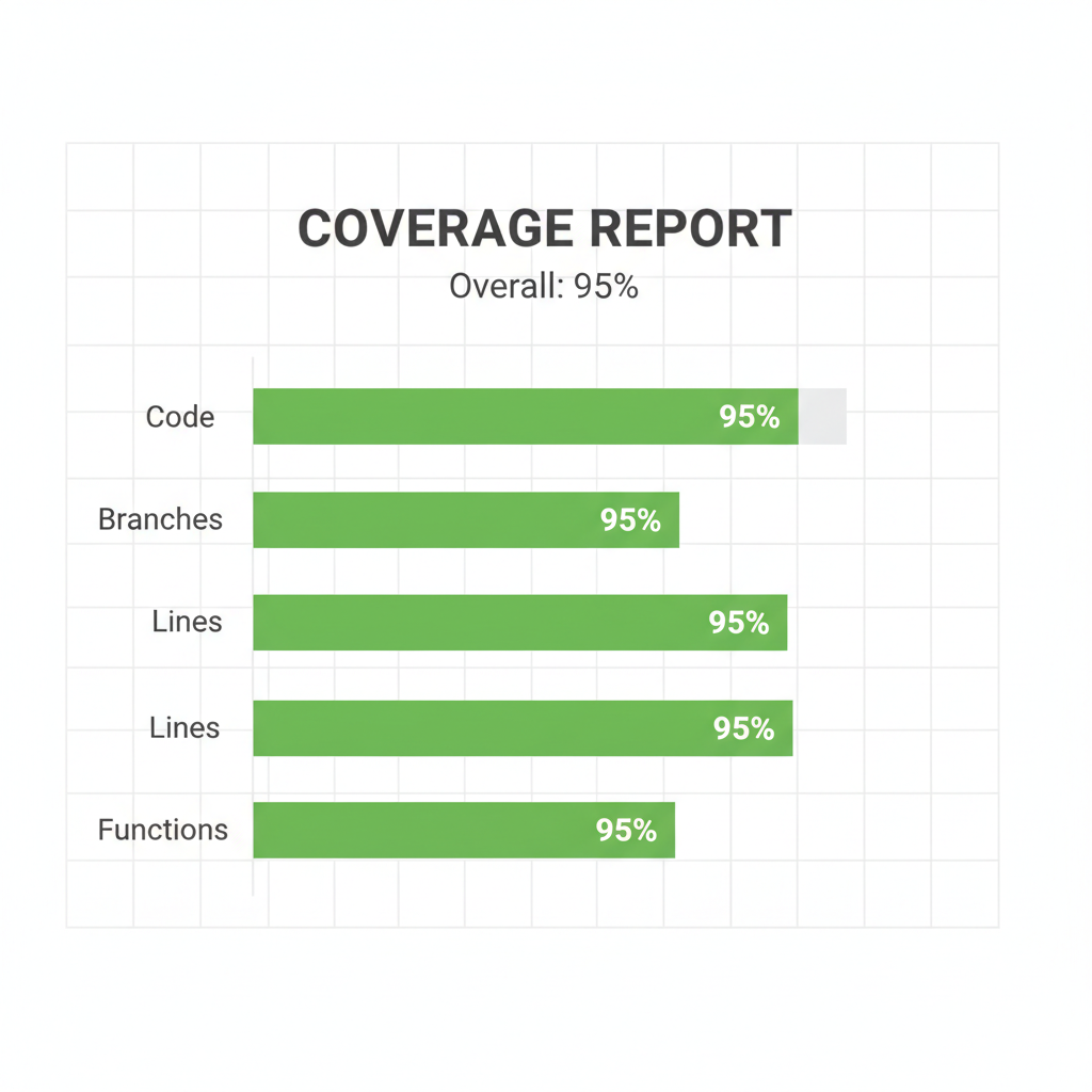 coverage report graph showing 95% green coverage bars