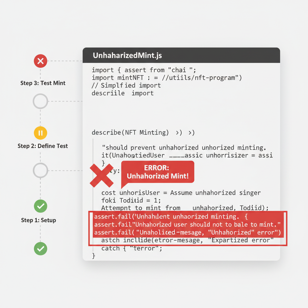 code with red error assertion for unauthorized mint test
